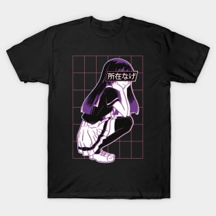 Japanese Sad Girl Anime Vaporwave Art Style T-Shirt